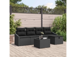 Vidaxl Conjunto De Sofás 6 Unid. Preto Vime Pe