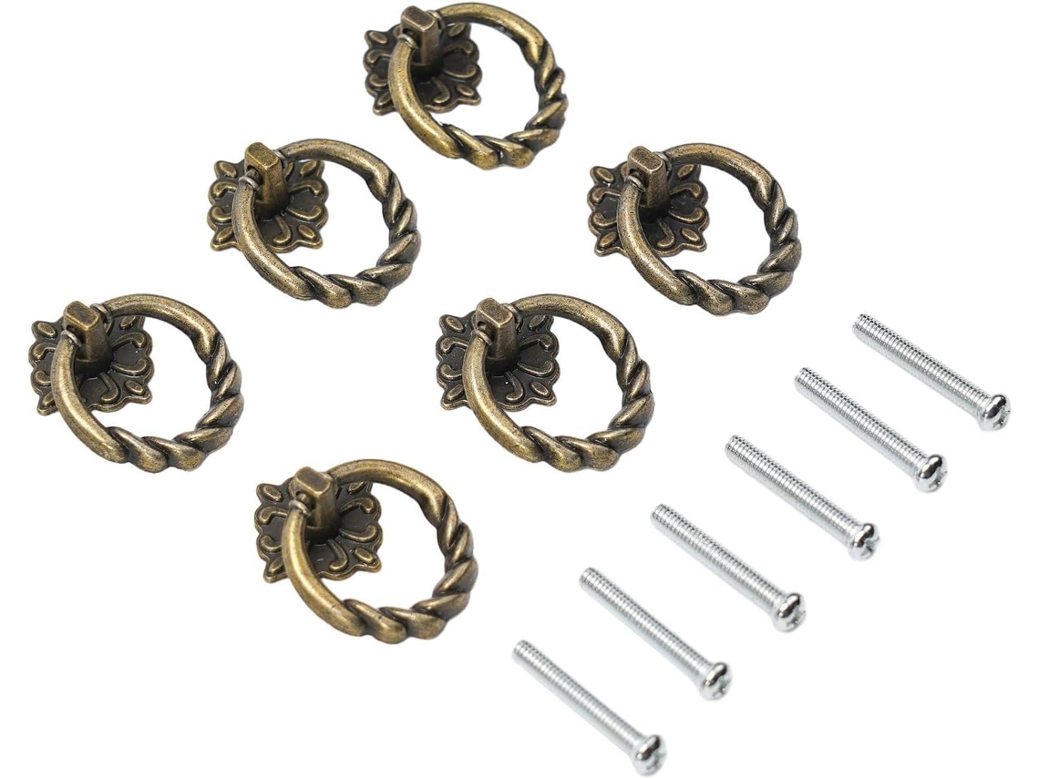 Conjunto De 6 Puxadores Elegantes Em Liga Zinco Estilo Retrô Vintage Para Armários Cozinha, Gavetas, Portas De Cômodas E