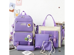 Mochila De Estudante Grande Capacidade Conjunto De Cinco Peças Violeta Conjunto De Cinco Peças