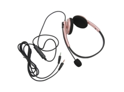 Fone de ouvido Mali para call center com cancelamento de ruído, proteção auditiva, cor ouro rosa e entrada de 3,5 mm.