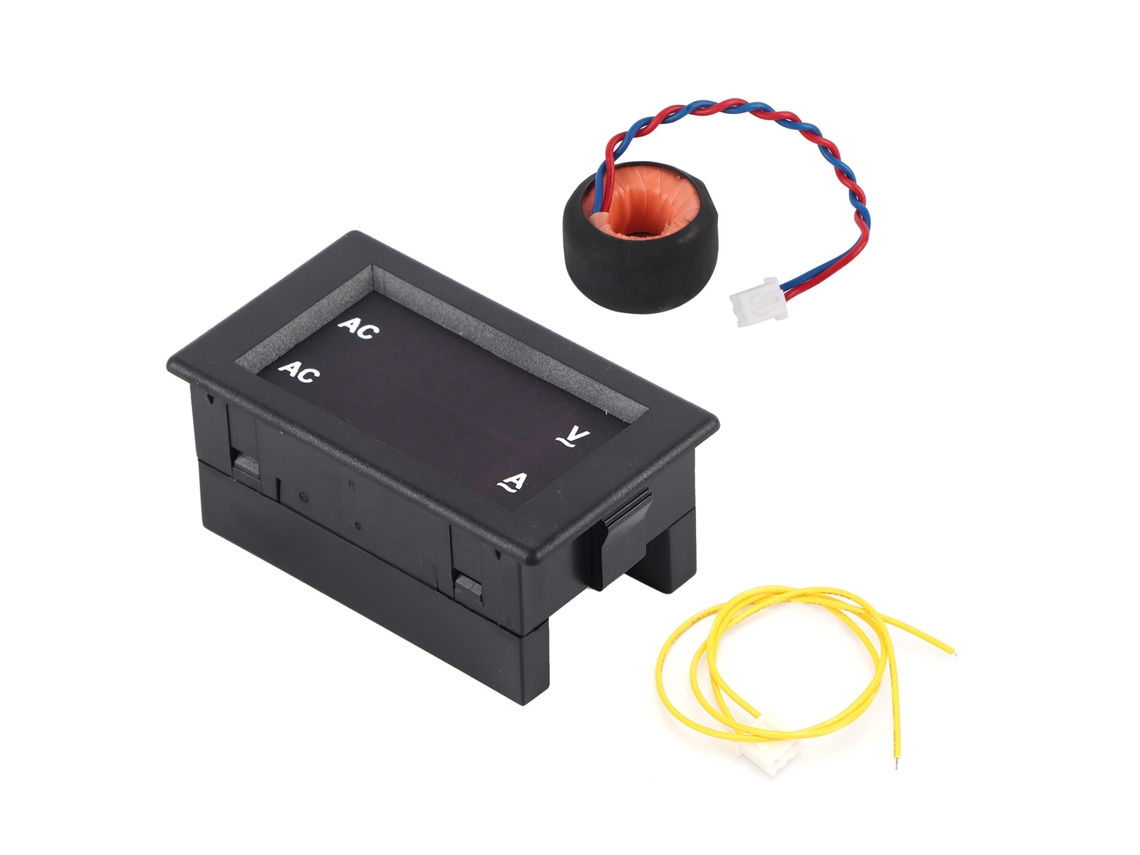 Voltímetro e amperímetro digital AC 100-300V 0-100A com LED duplo vermelho
