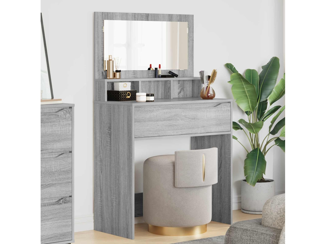 Vidaxl Mesas De Maquiagem Para Quarto Cinza Sonoma 80 X 39,6 X 135 Cm