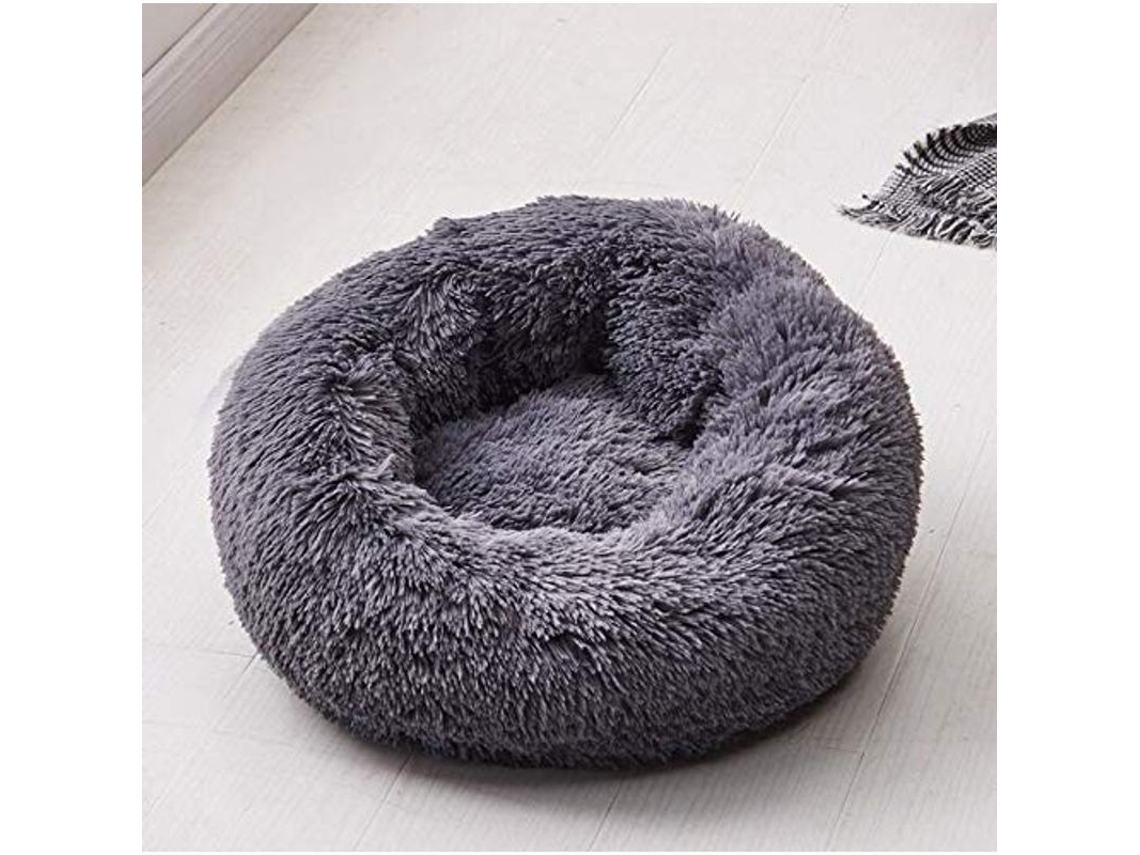 Cesta Redonda para Perro Gato, Almofada Plush (xs/40cm, Gris Oscuro) | S/MARCA
