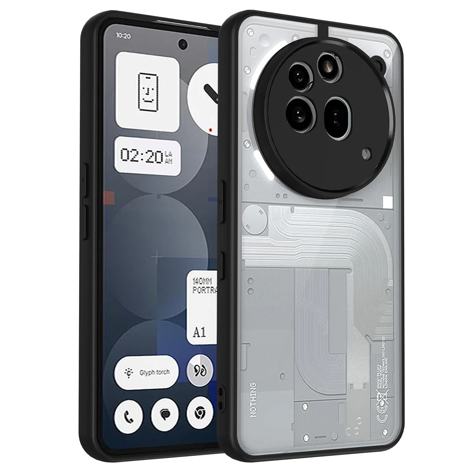 (preto, Nothing Phone (2a)) Capa Rígida Para Celular Em Pctpu À Prova De Quedas, Transparente E Ultrafina.