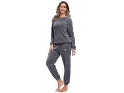 2026 pijama de Invierno para Mujer Talla Plus com Suéter e Calças de Pelúcia com Gola Redonda Suave