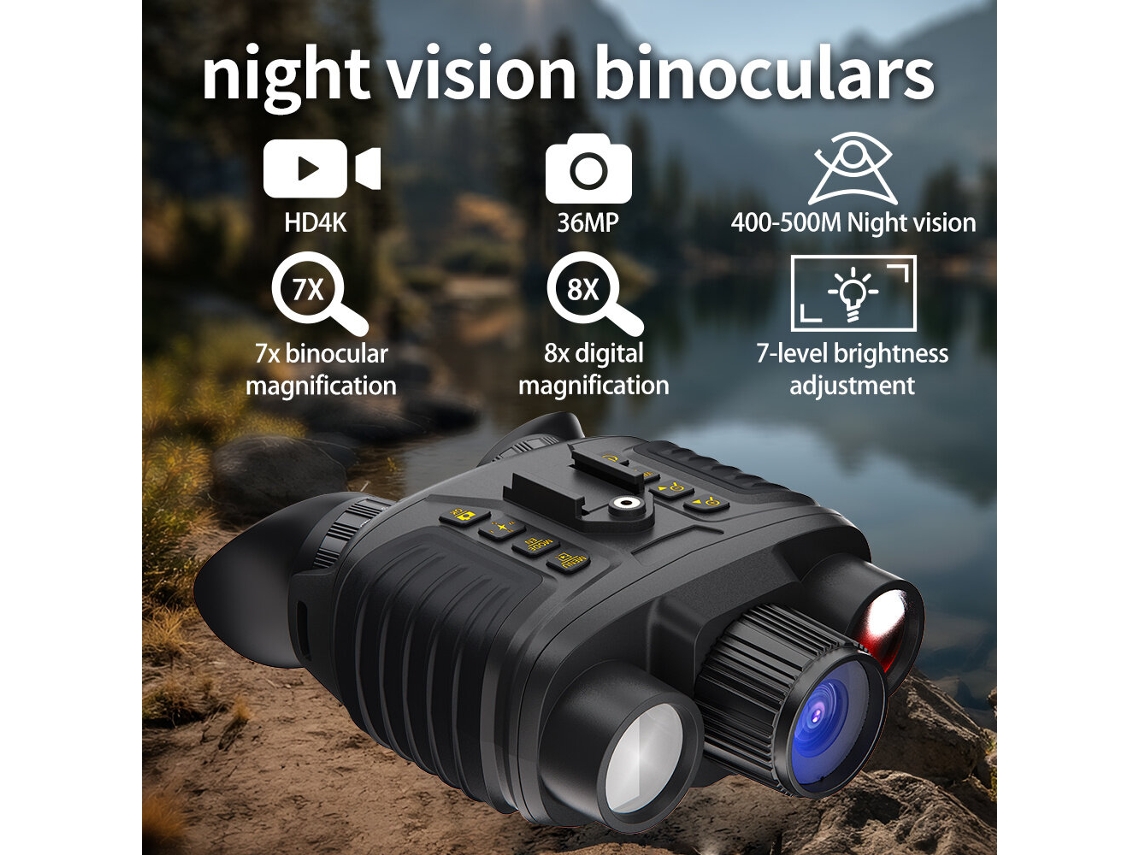 Pretos Ipree Nv8360 Binóculos Visão Noturna Infravermelha 4k 36mp Bateria 4500mah Zoom 8x 500m Lanterna Tática