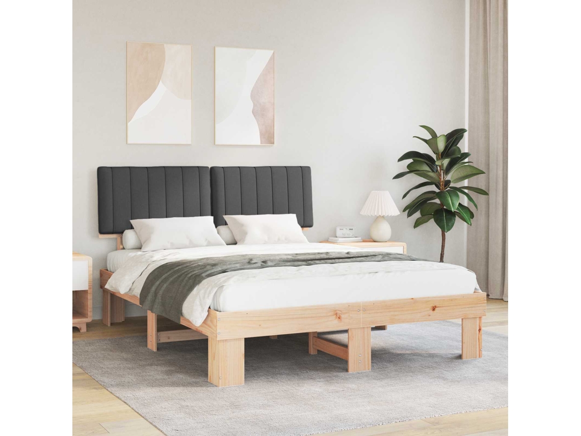 Vidaxl Estrutura De Cama Com Cabeceira Estofada Cinza Escuro