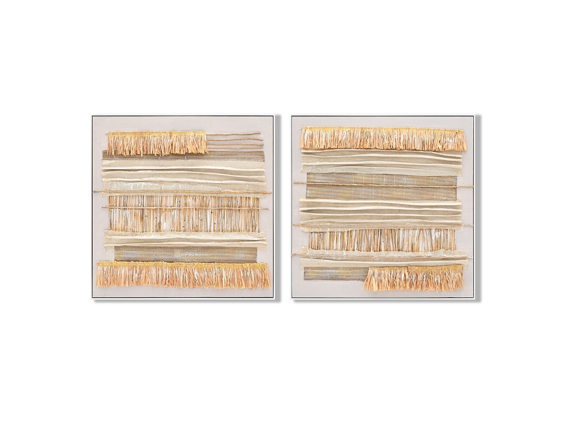 Pintura Home Esprit Bege Natural Boho 82 X 4,5 X 82 Cm (2 Unidades)