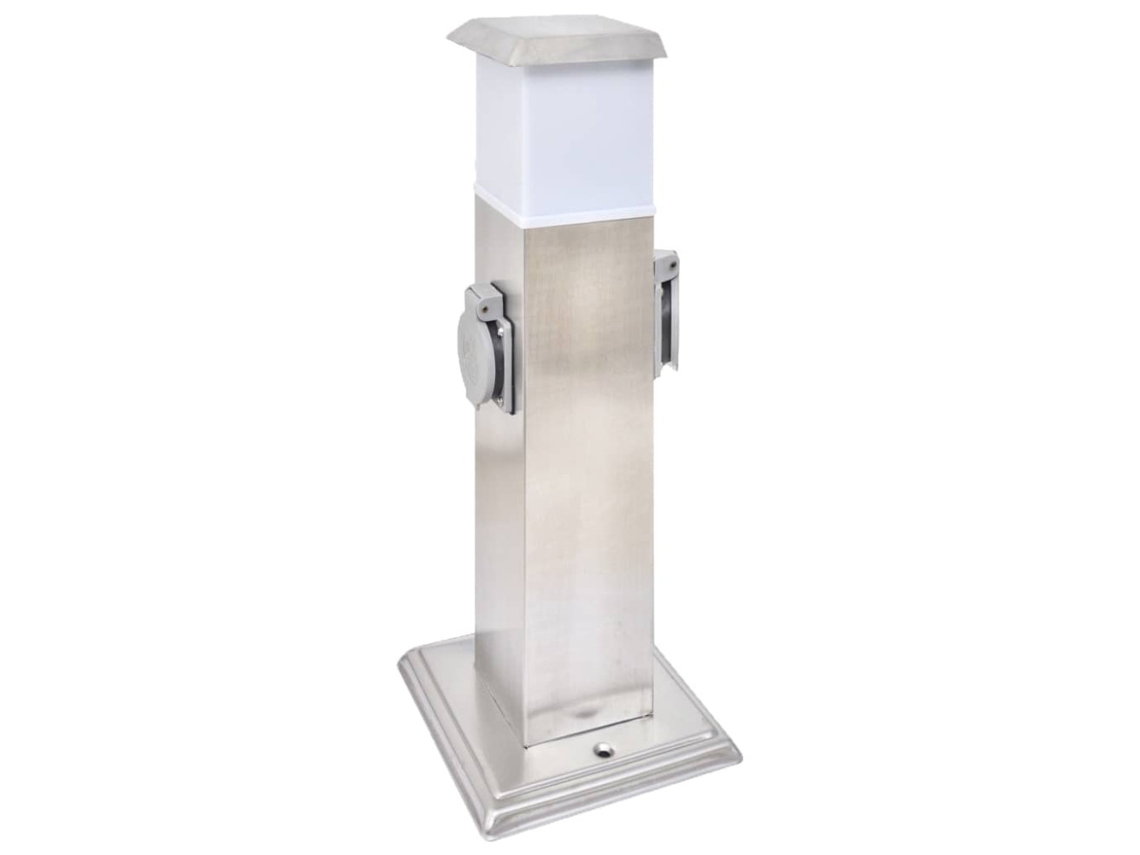 Coluna De Aço Inoxidável Com Tomada Externa E Lâmpada