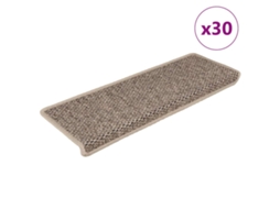 Vidaxl Tapetes Escada Adesivos Aspeto Sisal 30pcs 65x21x4 Bege-escuro
