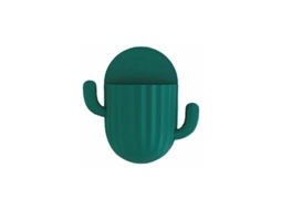 Suporte Escova Dentes Parede Autoadesivo Formato Cacto Abs 14 5cm Verde Banheiro