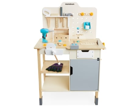 Oficina Infantil em Madeira Bancada com 74 Elementos Diy Mesa de Trabalho Berbequim Parafusos Luvas Adequada para Mãos Pequenas MAMABRUM