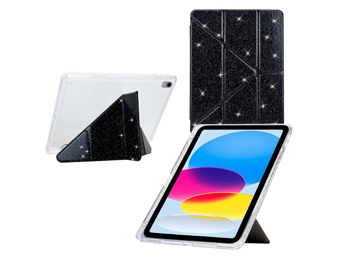 Capa inteligente de couro acrílico transparente Webake para tablet com glitter e dobra em Y
