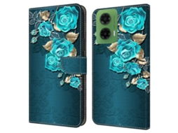 Capa Para Motorola Moto G35 5g Com Fecho Magnético, Padrão 3d, Carteira Em Couro, Rosa Azul