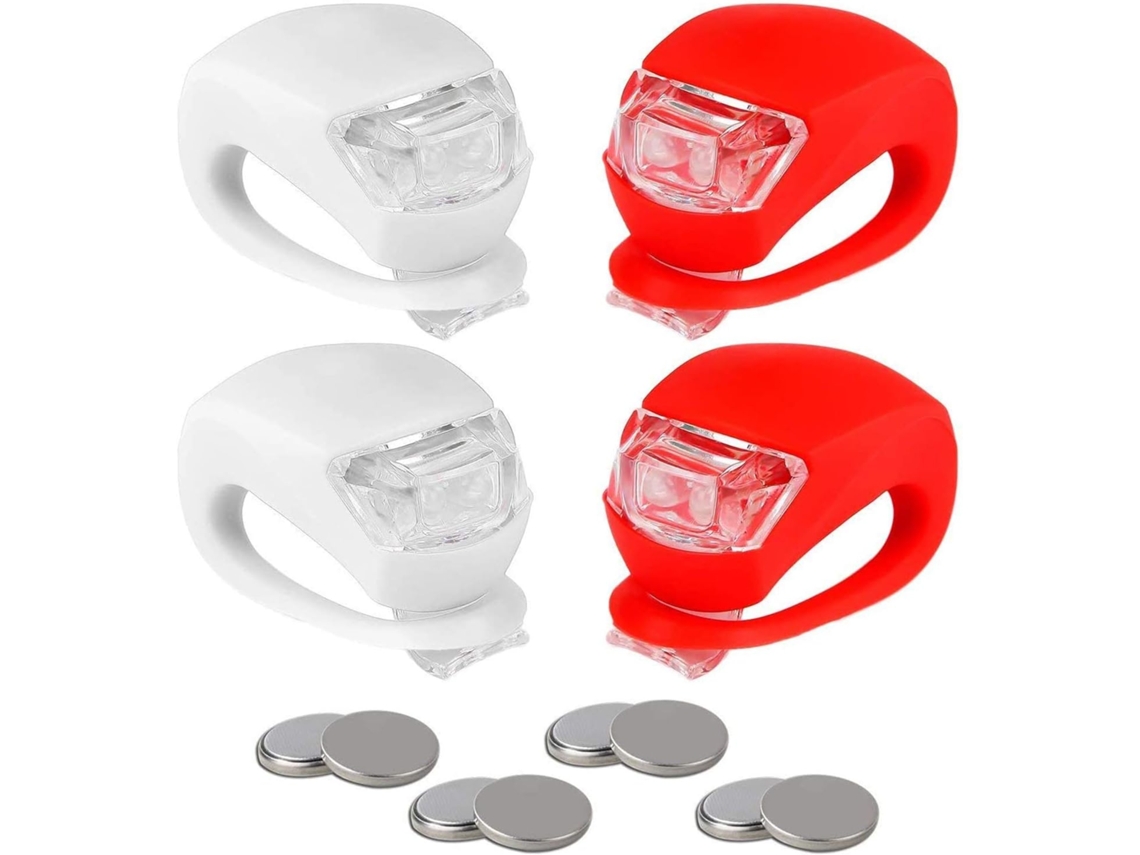 Luz de Bicicleta Conjunto de Luzes Led de Silicone Frontal e Traseira para Bicicleta Farol Multifuncional Resistente À Água de Alta Intensidade -