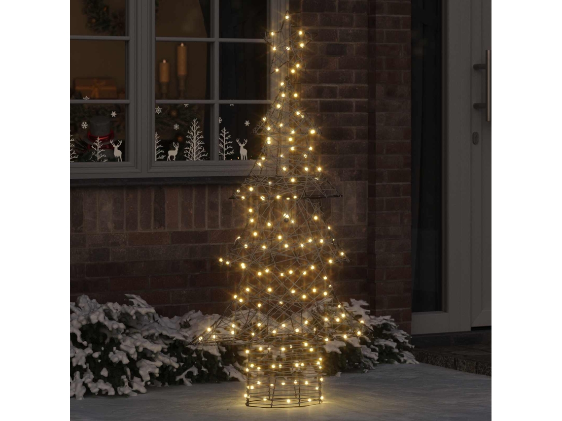 Vidaxl Árvore De Natal Com 160 Leds Branco Quente 150 Cm Vime