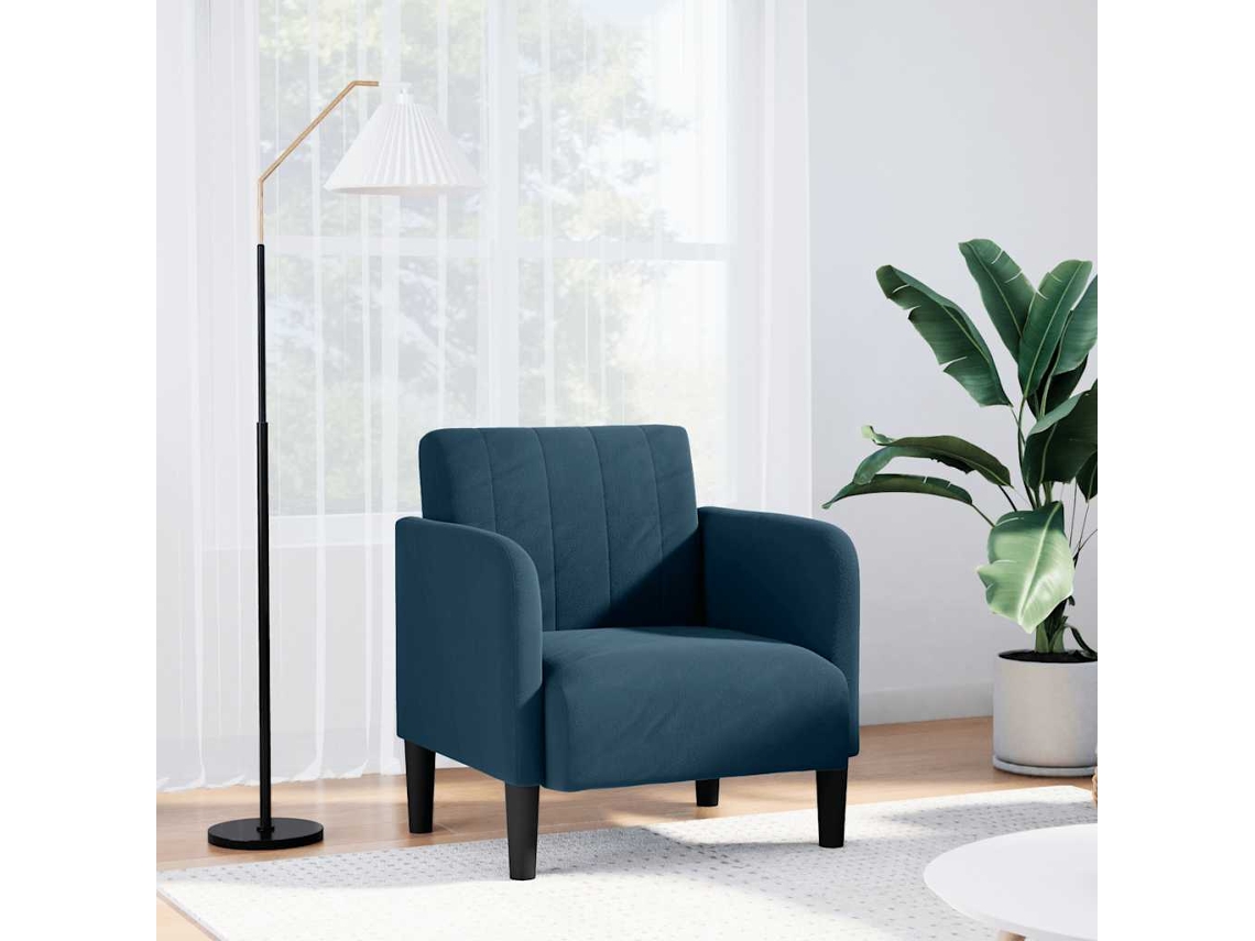 Vidaxl Poltrona Com Apoio De Braços 54 Cm Veludo Azul