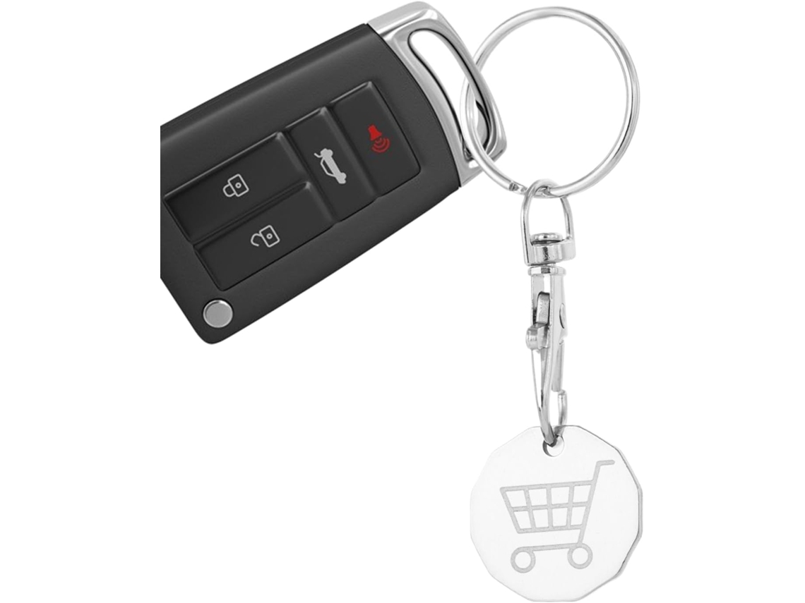 Chaveiro Pequeno Com Moeda Para Carrinho De Compras.