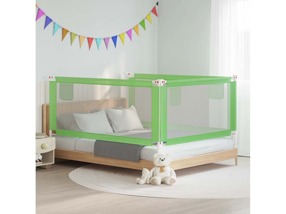 Vidaxl Barra De Segurança P/ Cama Infantil Tecido 190x25 Cm Verde
