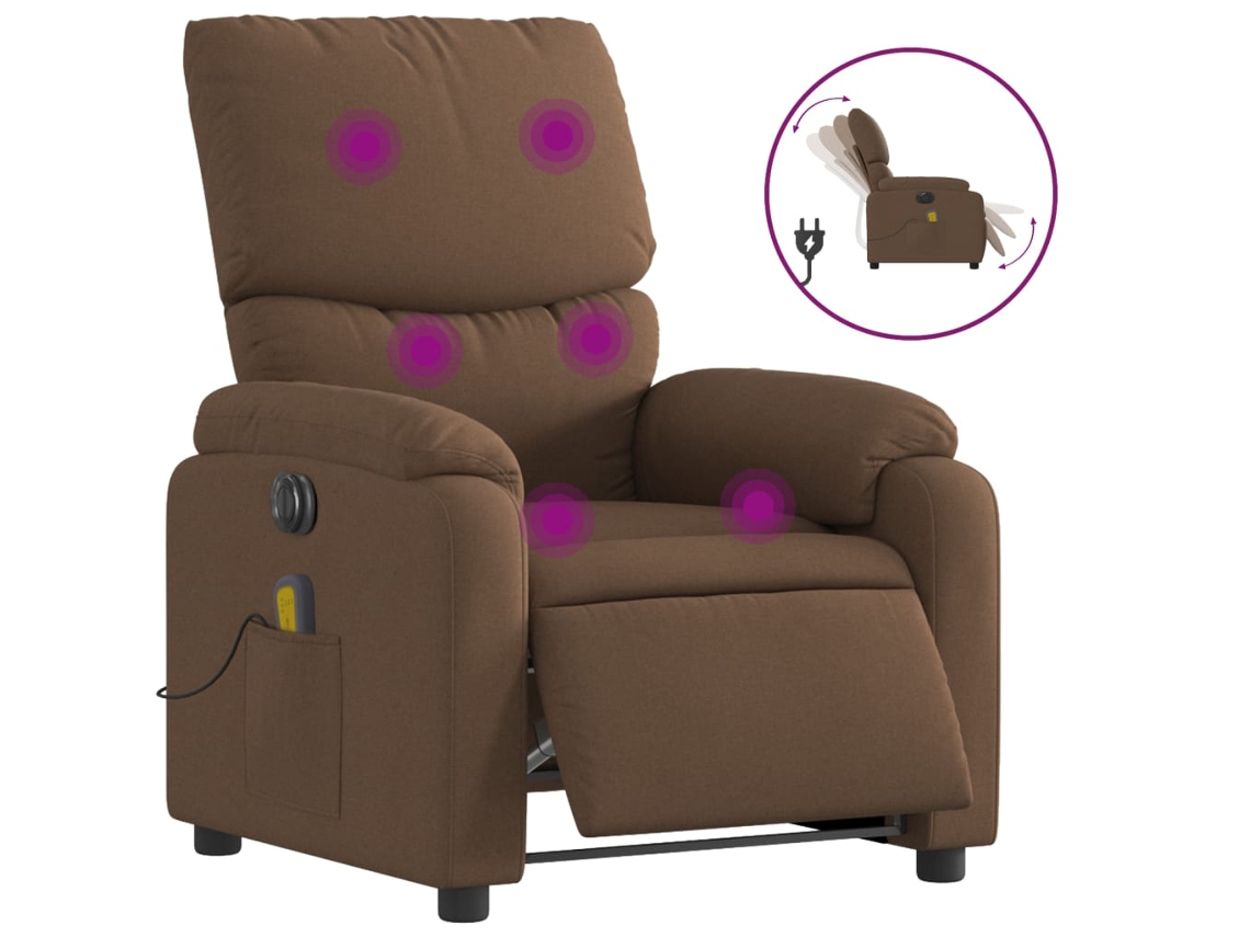 Electric Massage Recliner Chair, Electric Massage Recliner Chairs Vidaxl Marrom Tecido