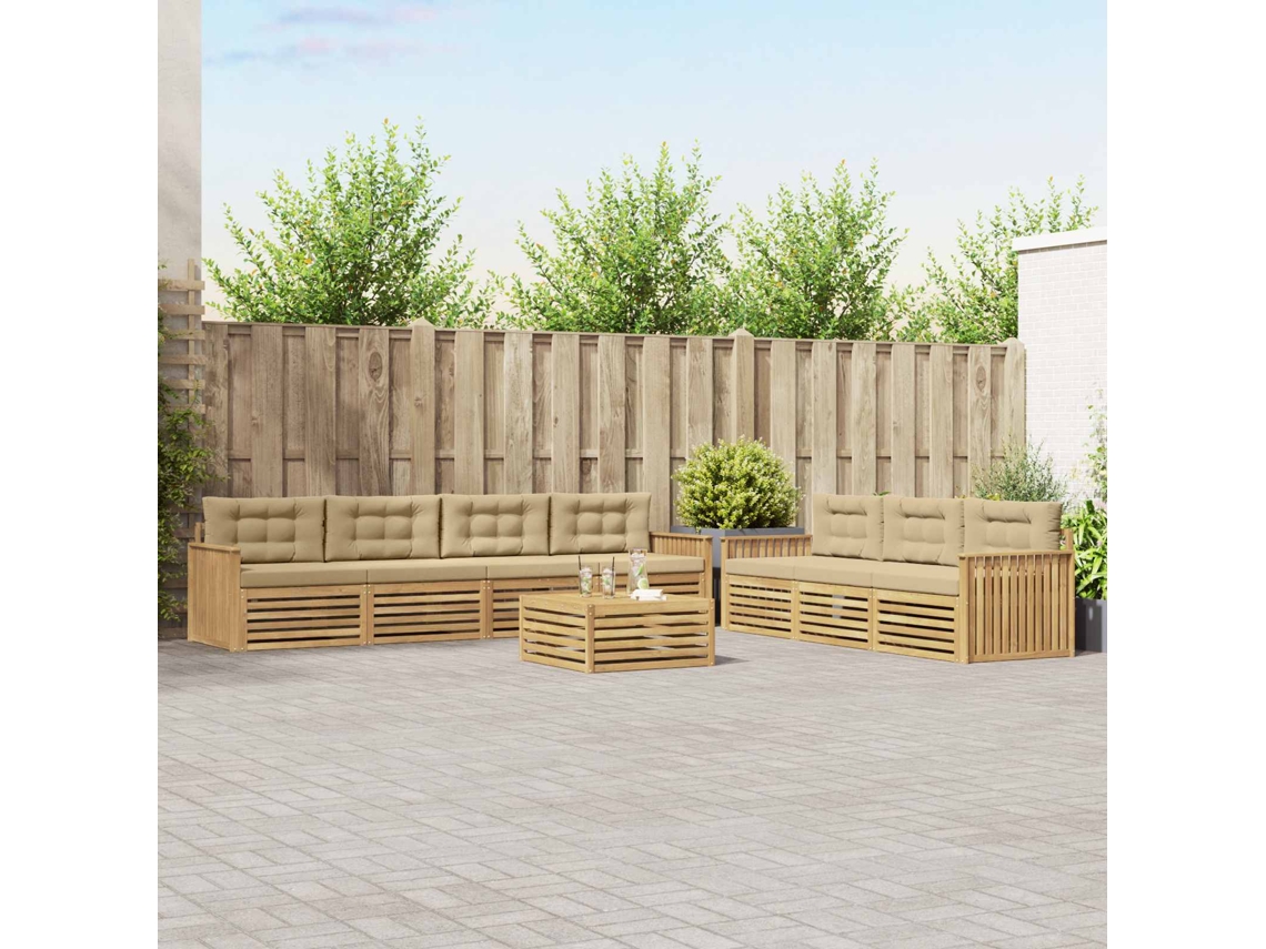 Vidaxl Conjunto De Sofás Para Exterior 8 Unid. Branco E Bege