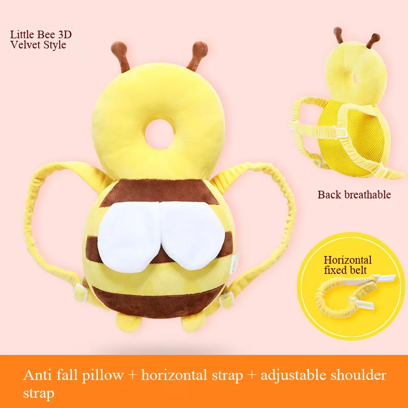 Encosto De Proteção Para A Cabeça E Queda Para Crianças 20*34cm (ursinho Amarelo Felpudo Grande Com Faixa Horizontal De Morder)
