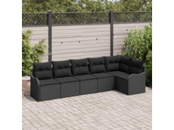 Vidaxl Conjunto De Sofá De Jardim 6 Unid. Preto Vime Pe