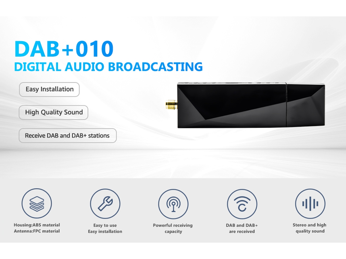 Aetheria caixa Dab+ Antena Rádio Digital Tuner Fm Transmissão Usb para Carro Android 5.1+