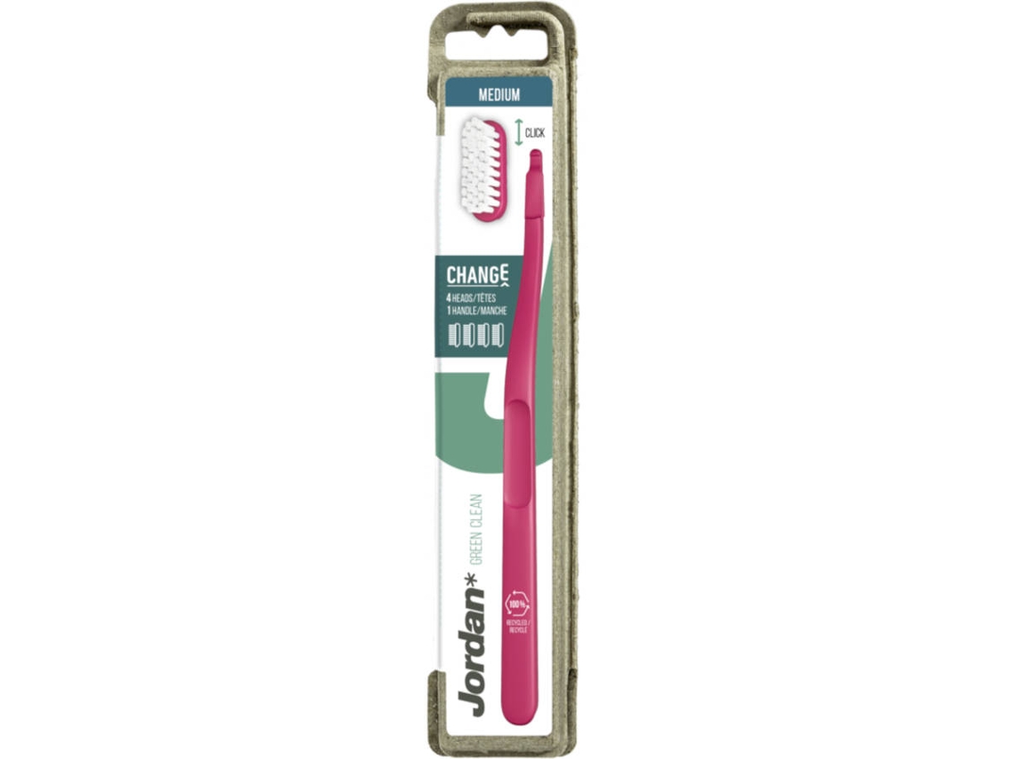 Escova de Dentes JORDAN Change Green Clean Medium (4 Recargas)