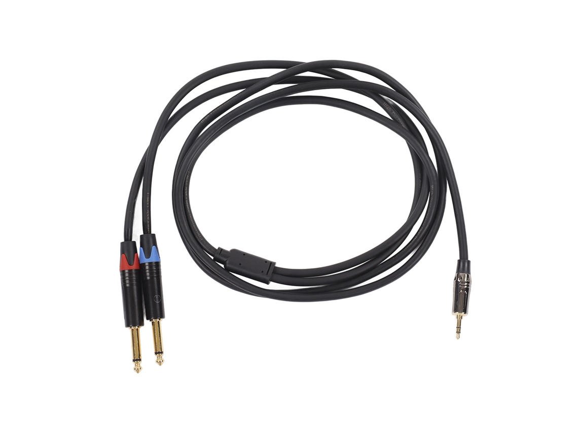 Cabo 3.5mm 1/8 Polegada Macho Para Dual 6.35mm 1/4 Polegada Ts Macho Estéreo 2m