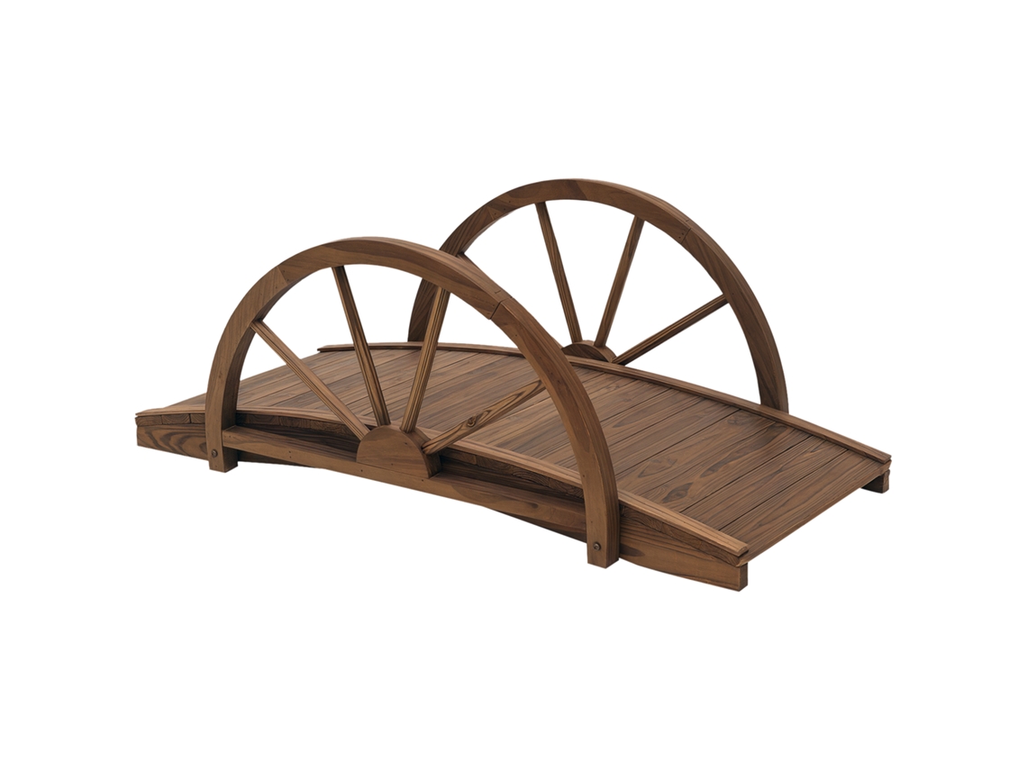 Ponte de madeira para jardim com corrimão em forma de meia roda 100x50x37cm Marrom BTFORUS