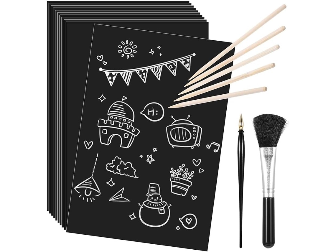 Conjunto de 50 Folhas de Papel para Pintura com Raspagem, 12,4 X 18,5 Cm , Ideal para Crianças. SFUSHOS (4,9 X 7,3 Polegadas)