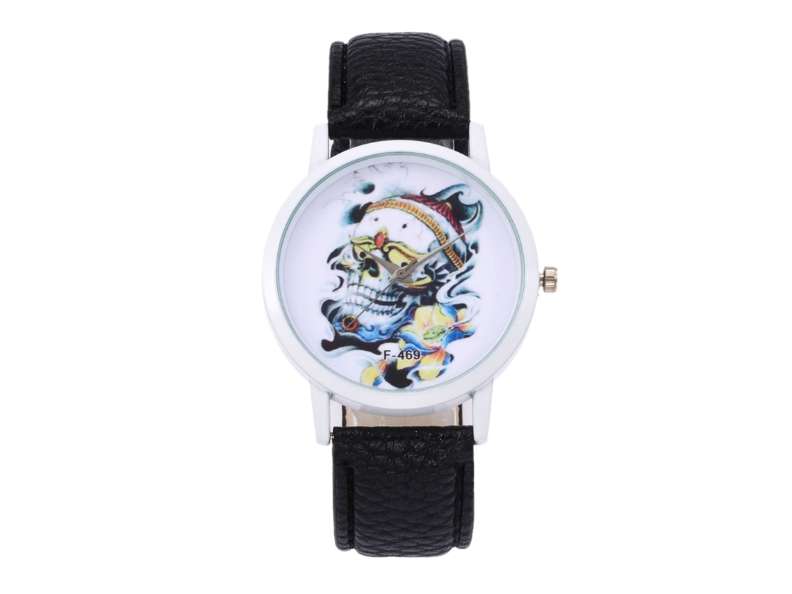 Relógio de Pulso Casual Zhoulianfa Unisex Quartz com Dial Redondo e Pulseira de Couro Pu Preto
