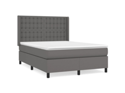 Cama com Molas Couro Artificial Cinzento MAISON EXCLUSIVE 140x200 cm