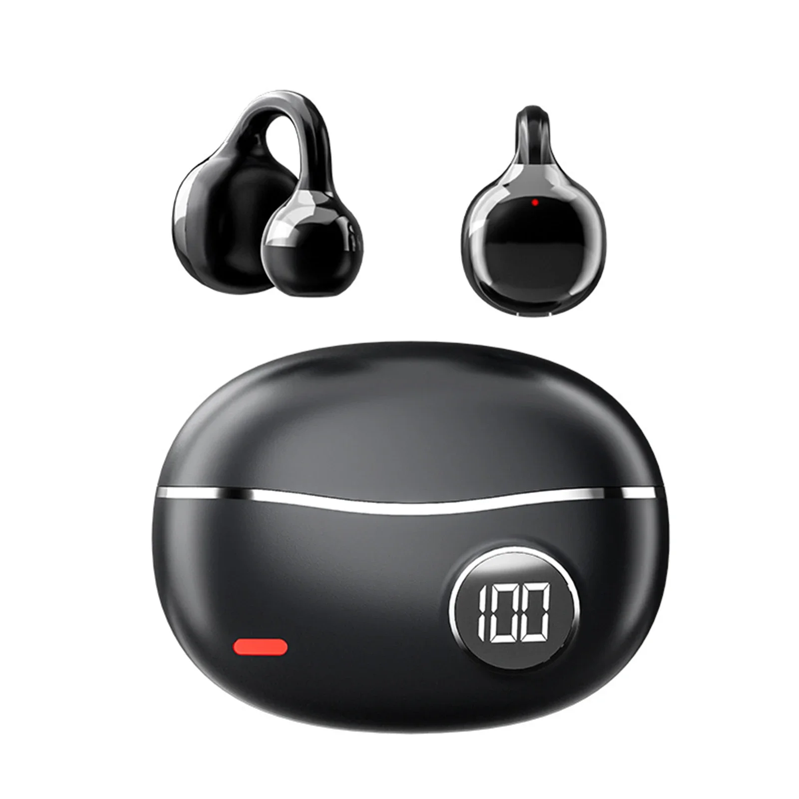 Fones de Ouvido Bluetooth com Clipe e Visor Digital MDUG (pretos)
