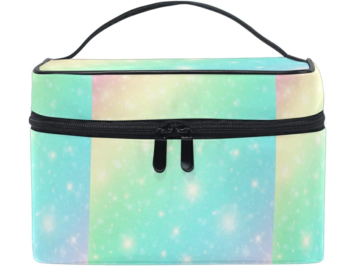 Nécessaire De Viagem Feminina Com Estampa Abstrata Arco Íris E Estrelas