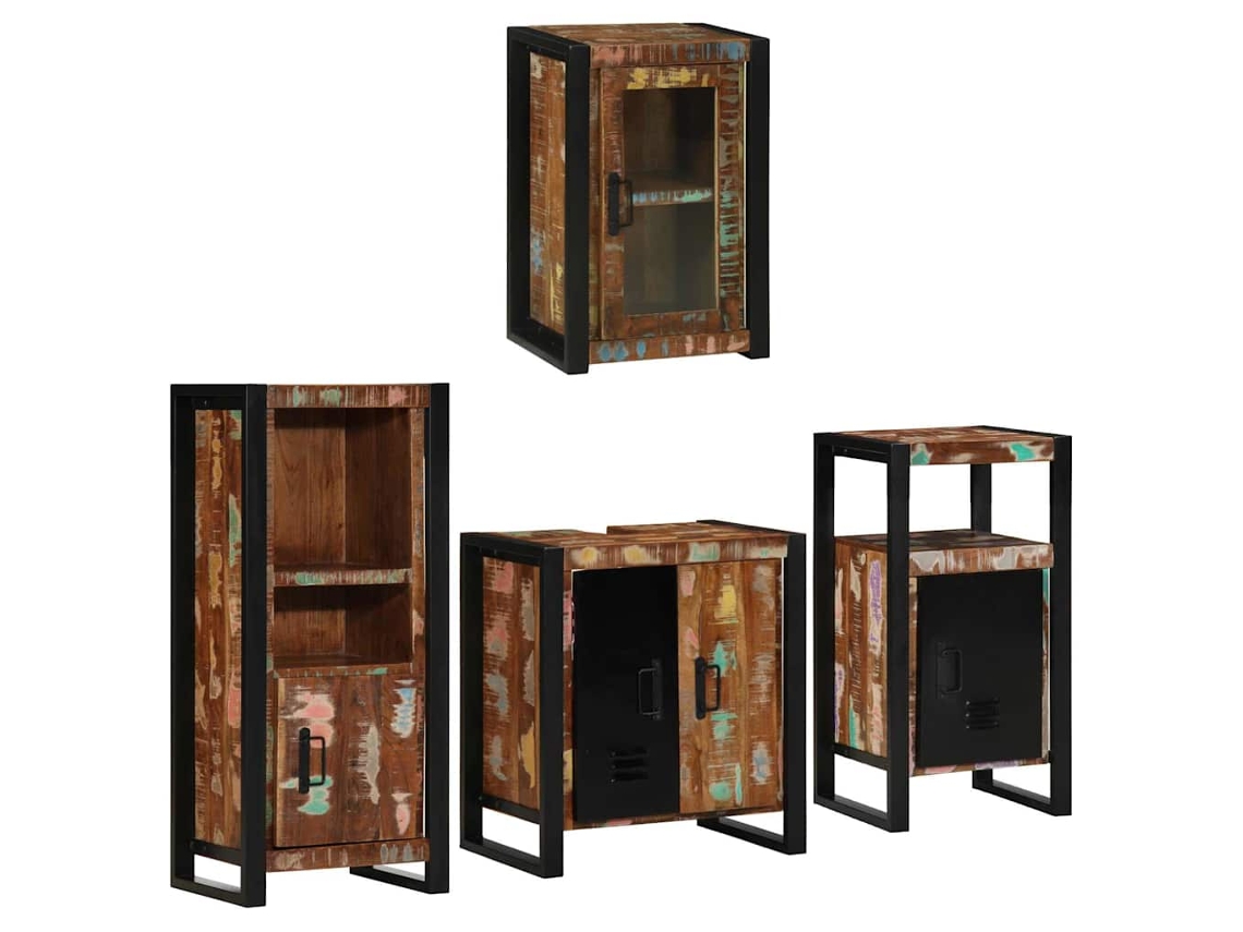 Vidaxl Conjunto De Móveis Para Banheiro Com Prateleira Com Porta 4 Pcs