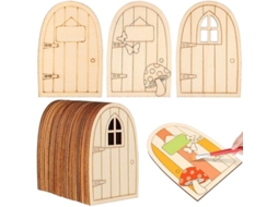 2026 36 Portas de Fadas de Madeira Mini Sem Pintura para Decoração de Casa Escritório Jardim
