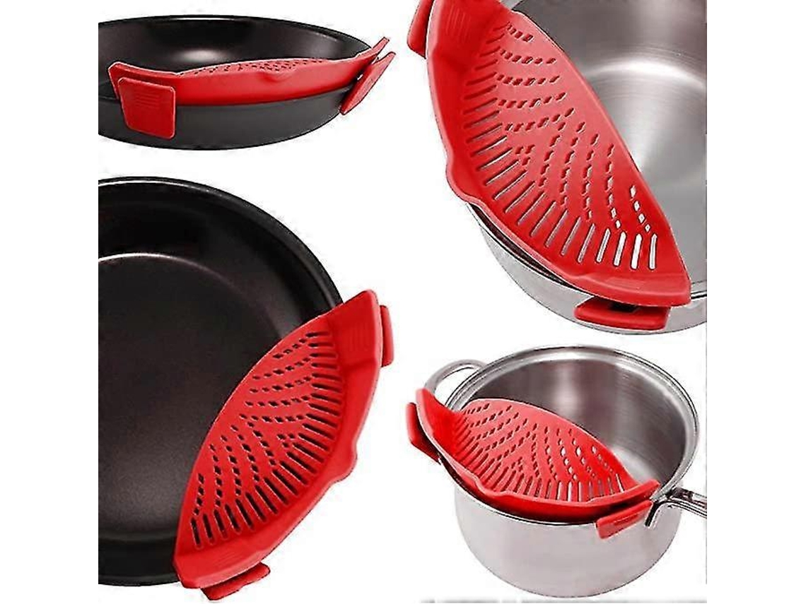 Escorredor De Silicone, Com Clipe Para Uso Sem As Mãos, Resistente Ao Calor, Ideal Para Massas, Legumes, Macarrão, Panelas E Frigideiras. 1 Unidade