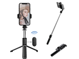 Tripé Para Bastão De Selfie, Suporte Portátil Extensível 3 Em 1 De Aço Inoxidável Para Telefone Com Fio Removível