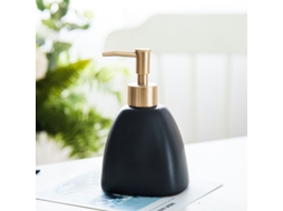 Dispenser de Sabonete LINJOU triângulo, cerâmica preta, 430ml, para sabonete, loção e shampoo