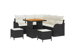 Maison Exclusive - Conjunto De Sofá De Jardim Com Almofada 8 Pcs Preto E Creme