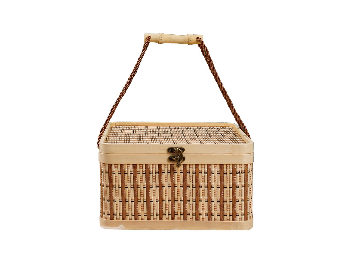 Laxiscreed Cesto De Costura Quadrado Com Alça De Bambu Para Festas E Presente De Ano Novo