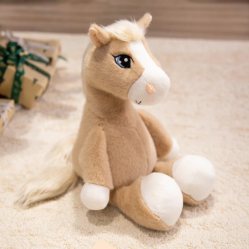 Lindo Cavalo de Pelúcia com Olhos Grandes, Brinquedo de Pelúcia Macio MDUG (cáqui, 53 Cm)