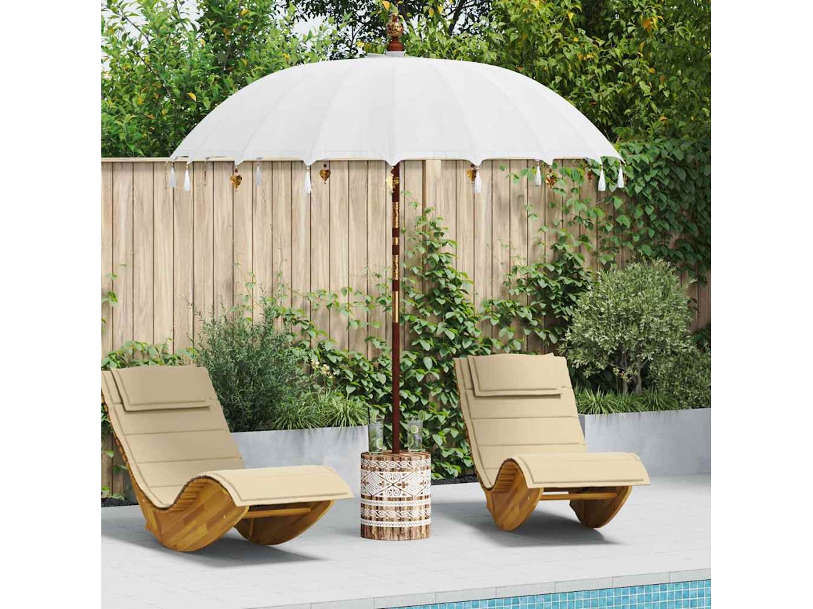 Vidaxl Parasol Balinês Com Base 250 Creme E Branco 220 X 220 X 250 Cm