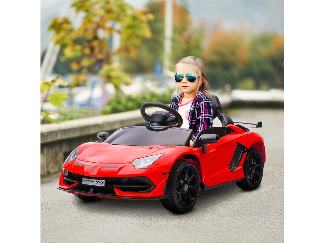 Coche Eléctrico Lamborghini Para Crianças Velocidade Máx. 5 Km/h Porta De Tesoura Com Controlo Remoto Mp3 Vermelho