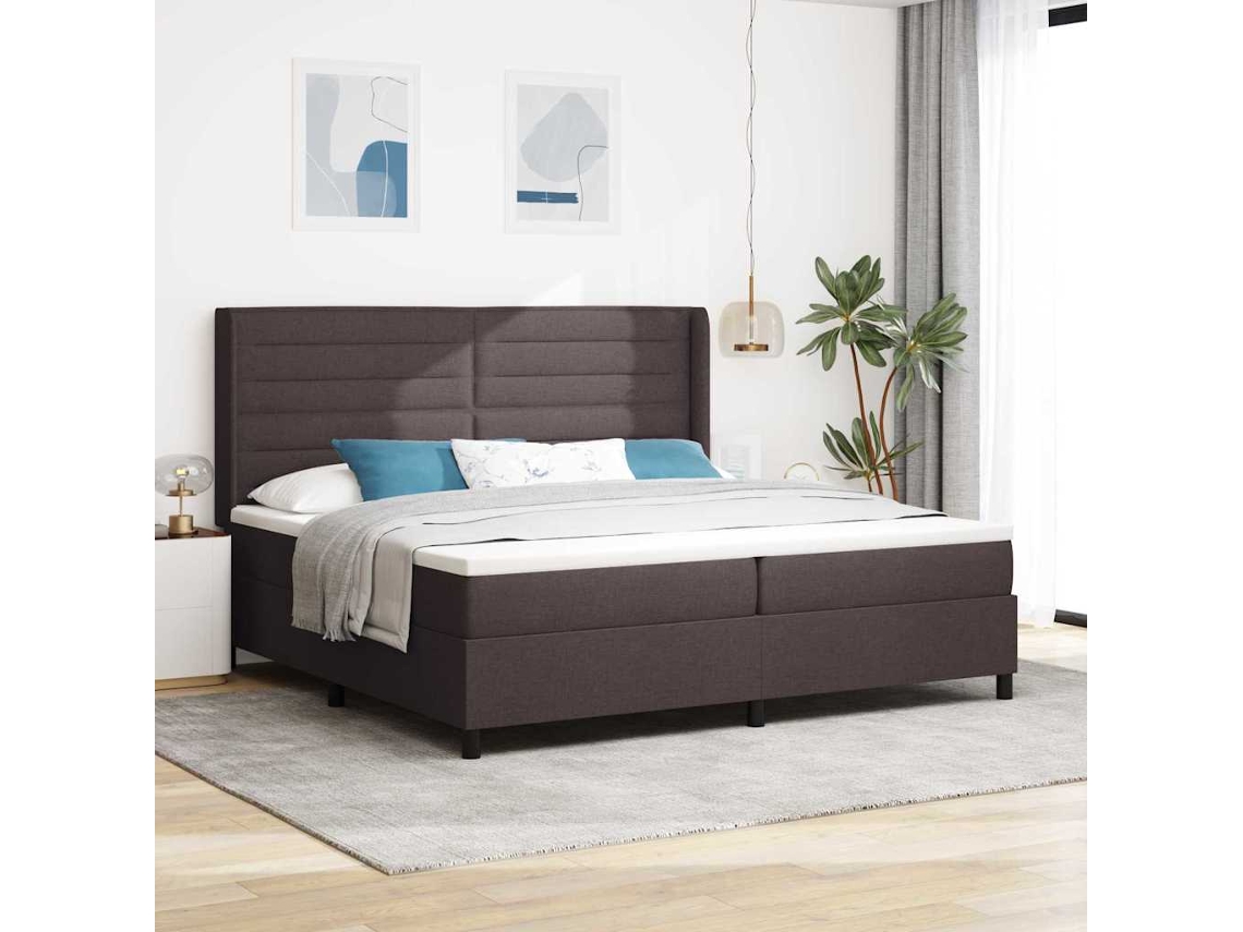 Vidaxl Cama Box Spring Led Marrom Escuro 200 X 200 Cm Tecido
