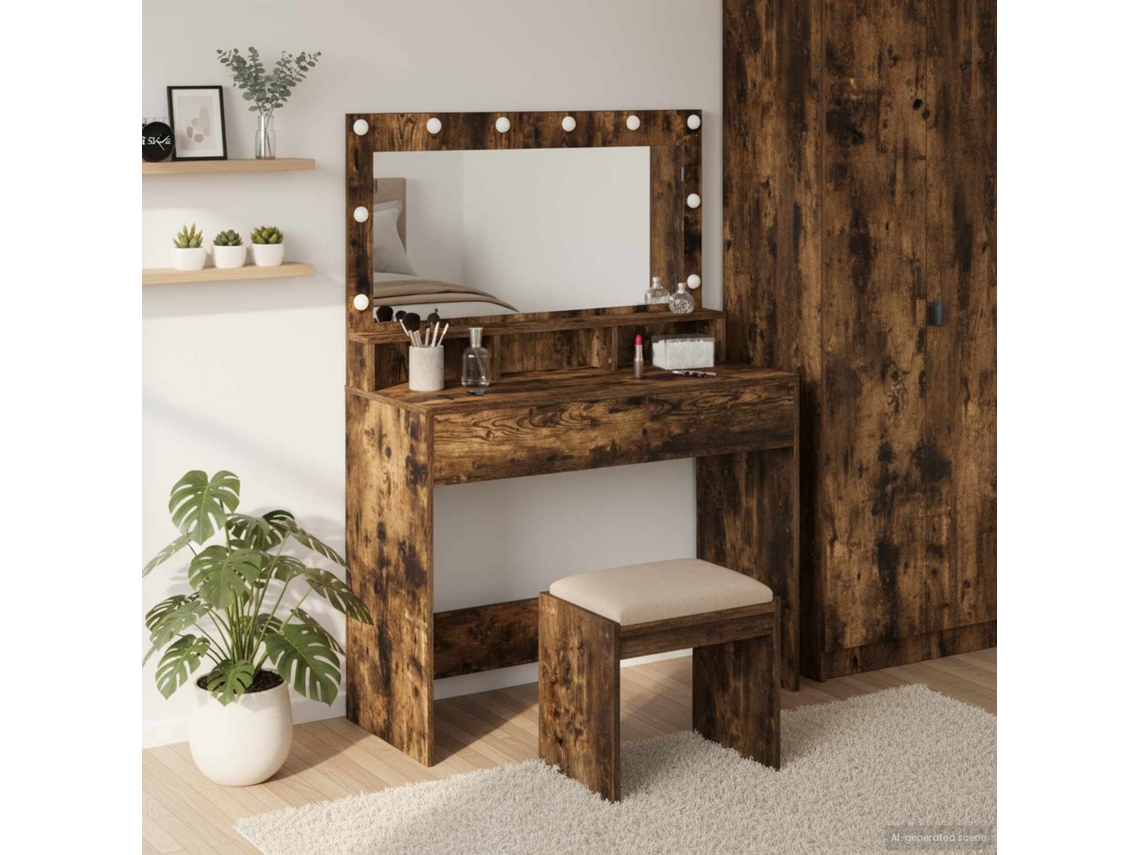 Vidaxl Mesa De Vestir Carvalho Defumado 100 X 41 X 135 Cm