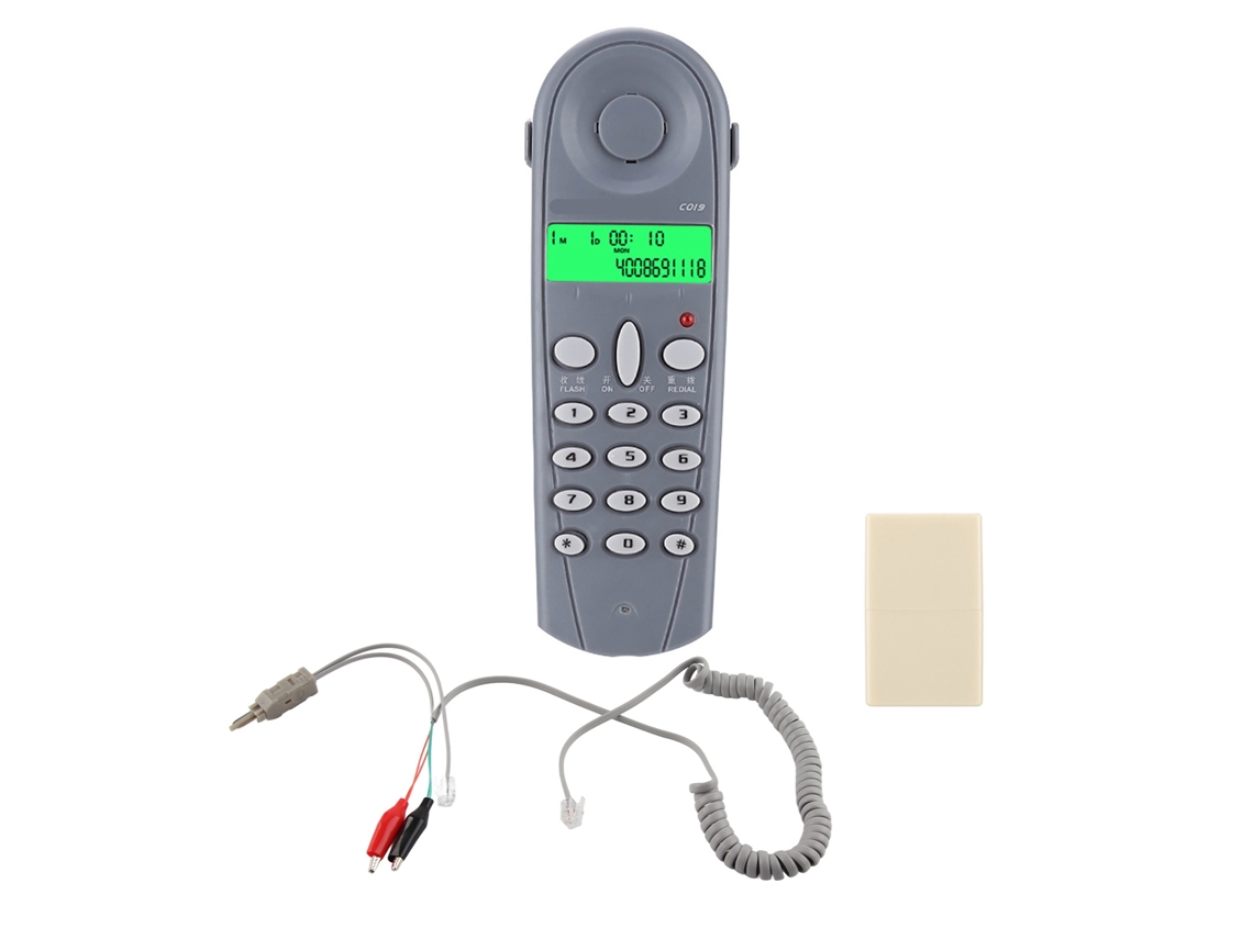 Testador Mali de Linha de Telefone C019 com Função de Chamada e Conectores Adicionais Cinza Azul
