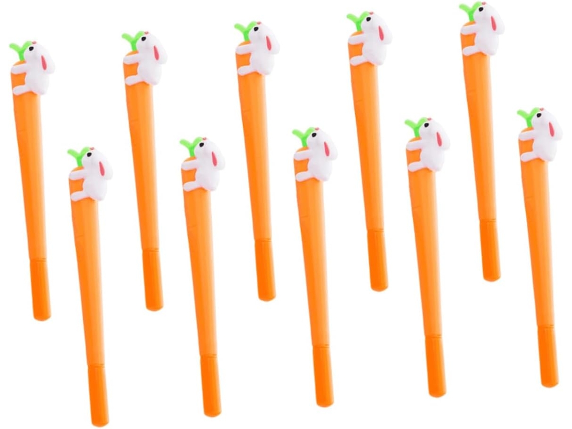 Exceart Conjunto De 10 Canetas Gel Em Formato Cenoura, Fofas E Coelho